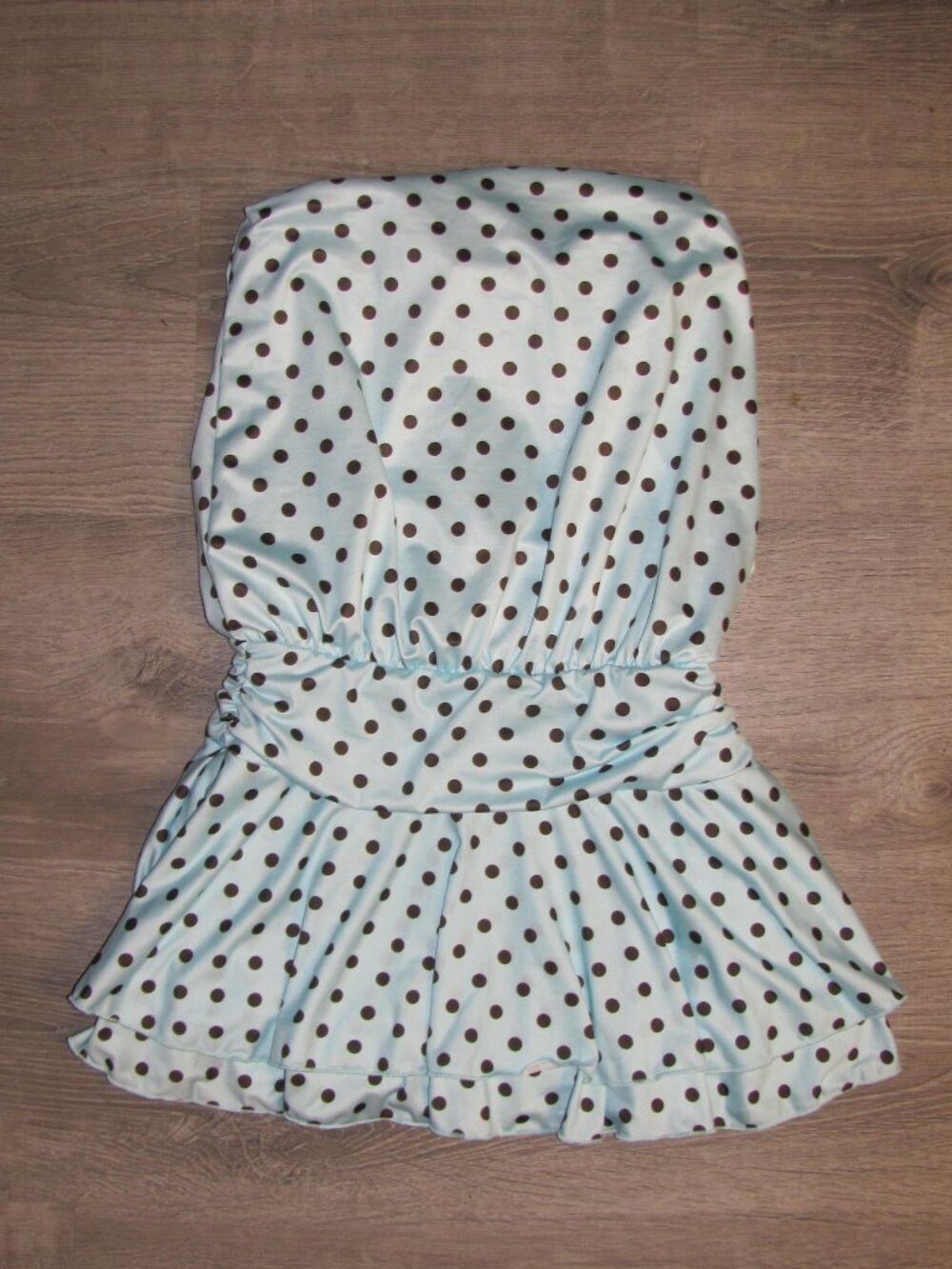 Windsor Caught Daydreaming Polka Dot Mini Dress Light Blue Brown Dots Size S NWT